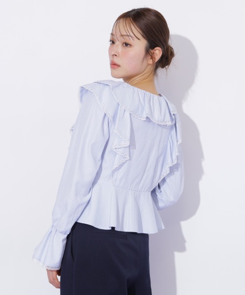 JILL by JILL STUART(ジルバイジルスチュアート)の「レーストリムラッフルブラウス(シャツ/ブラウス・レディース・ホワイト系その他/ブルー系その他・FREE)」の9枚目の写真