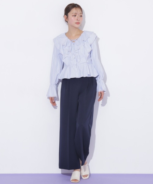 JILL by JILL STUART(ジルバイジルスチュアート)の「レーストリムラッフルブラウス(シャツ/ブラウス・レディース・ホワイト系その他/ブルー系その他・FREE)」の13枚目の写真