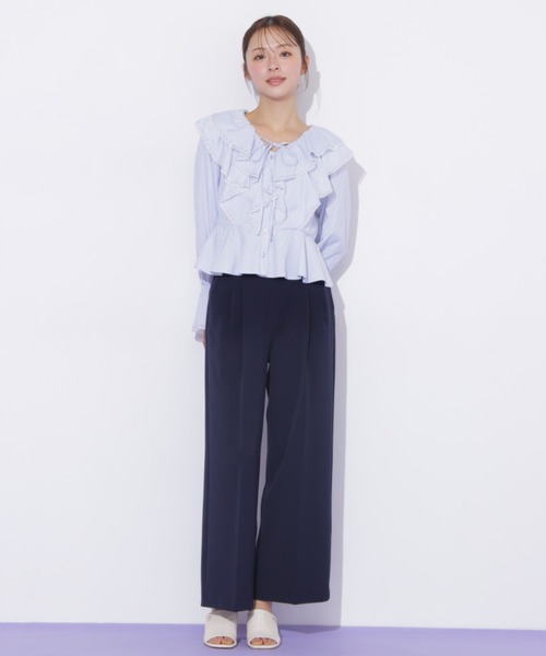 JILL by JILL STUART(ジルバイジルスチュアート)の「レーストリムラッフルブラウス(シャツ/ブラウス・レディース・ホワイト系その他/ブルー系その他・FREE)」の10枚目の写真