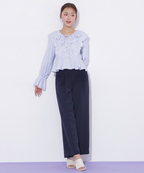 JILL by JILL STUART(ジルバイジルスチュアート)の「レーストリムラッフルブラウス(シャツ/ブラウス・レディース・ホワイト系その他/ブルー系その他・FREE)」の12枚目の写真