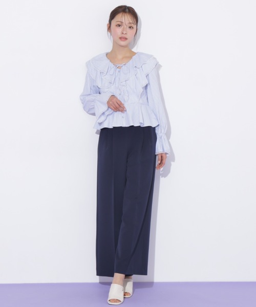 JILL by JILL STUART(ジルバイジルスチュアート)の「レーストリムラッフルブラウス(シャツ/ブラウス・レディース・ホワイト系その他/ブルー系その他・FREE)」の11枚目の写真