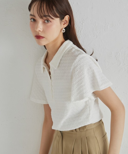 solleim(ソルレム)の「カットレースポロ襟トップス(ポロシャツ・レディース・ブルー/アイボリー/ブラック/グリーン・M/L)」の21枚目の写真
