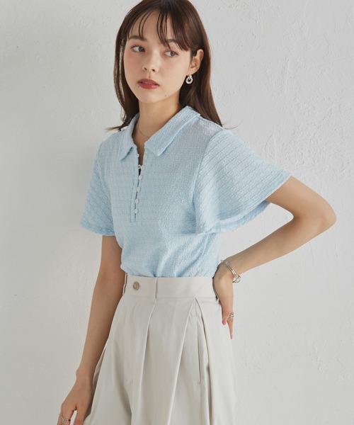 solleim(ソルレム)の「カットレースポロ襟トップス(ポロシャツ・レディース・ブルー/アイボリー/ブラック/グリーン・M/L)」の15枚目の写真