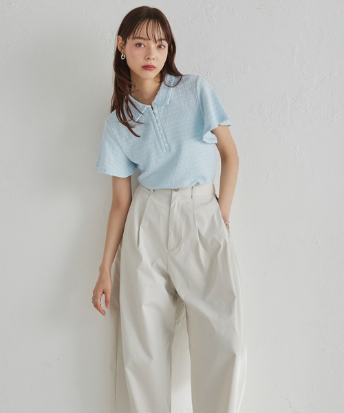 solleim(ソルレム)の「カットレースポロ襟トップス(ポロシャツ・レディース・ブルー/アイボリー/ブラック/グリーン・M/L)」の16枚目の写真
