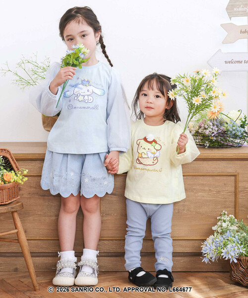 SLAP SLIP(スラップスリップ)の「シナモロールポムポムプリンフロントプリント袖チュールTシャツ(80~130cm)(Tシャツ/カットソー・キッズ・ブルー/イエロー・100cm/110cm/120cm/80cm/130cm/90cm)」の4枚目の写真