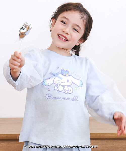 SLAP SLIP(スラップスリップ)の「シナモロールポムポムプリンフロントプリント袖チュールTシャツ(80~130cm)(Tシャツ/カットソー・キッズ・ブルー/イエロー・100cm/110cm/120cm/80cm/130cm/90cm)」の5枚目の写真