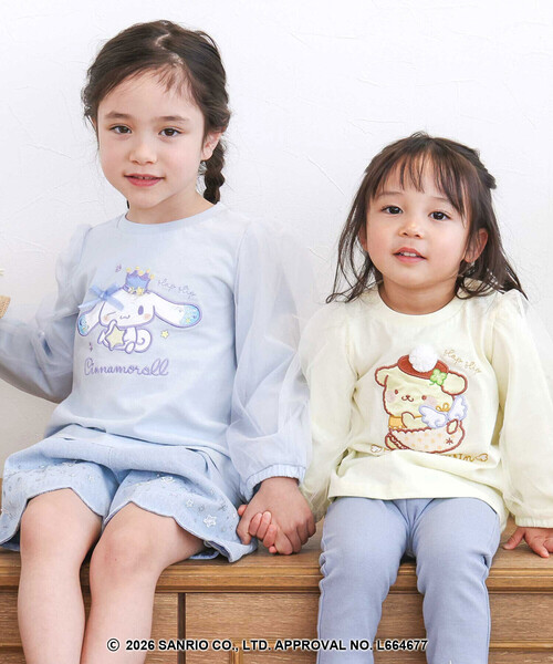 SLAP SLIP(スラップスリップ)の「シナモロールポムポムプリンフロントプリント袖チュールTシャツ(80~130cm)(Tシャツ/カットソー・キッズ・ブルー/イエロー・100cm/110cm/120cm/80cm/130cm/90cm)」の6枚目の写真