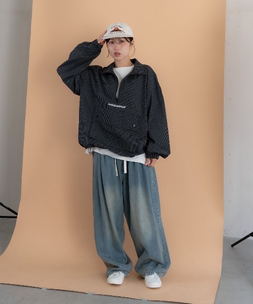 bashful base Oriental(バッシュフルベースオリエンタル)の「【bbO】チェック柄ハーフジップアノラック(その他トップス・メンズ・ブルー/ブラック/ブラック×ホワイト・MEDIUM/LARGE)」の19枚目の写真