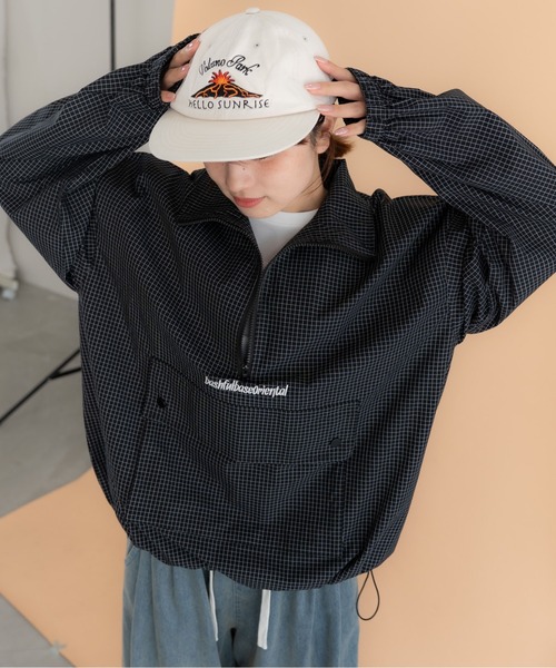 bashful base Oriental(バッシュフルベースオリエンタル)の「【bbO】チェック柄ハーフジップアノラック(その他トップス・メンズ・ブルー/ブラック/ブラック×ホワイト・MEDIUM/LARGE)」の14枚目の写真