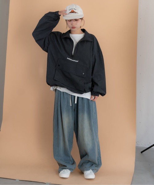 bashful base Oriental(バッシュフルベースオリエンタル)の「【bbO】チェック柄ハーフジップアノラック(その他トップス・メンズ・ブルー/ブラック/ブラック×ホワイト・MEDIUM/LARGE)」の18枚目の写真