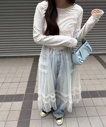 mebole（メボレ）の「チュールロングキャミワンピース（ワンピース）」