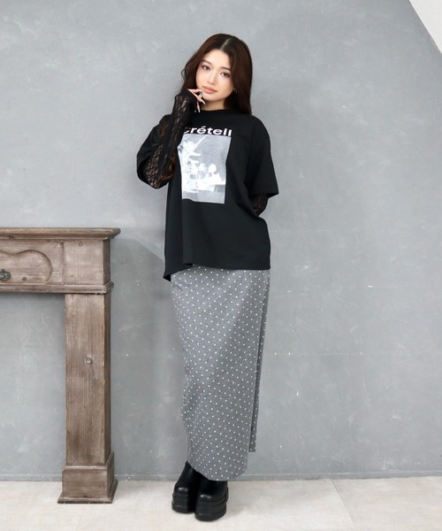 CECIL McBEE（セシルマクビー）の「ドット柄ジャガードナロースカート（スカート・レディース・ブラック/グレー・MEDIUM/LARGE）」の3枚目の写真