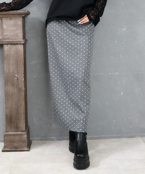 CECIL McBEE（セシルマクビー）の「ドット柄ジャガードナロースカート（スカート・レディース・ブラック/グレー・MEDIUM/LARGE）」の5枚目の写真