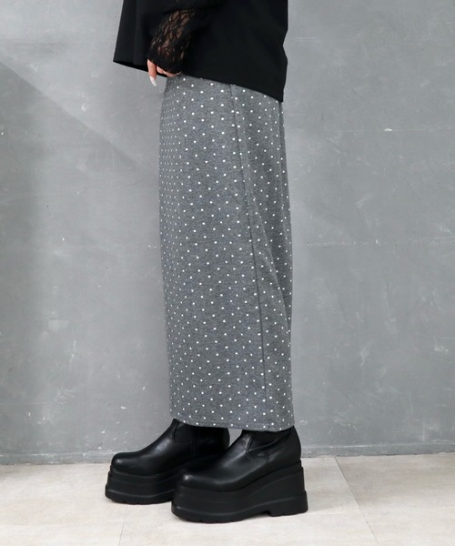 CECIL McBEE（セシルマクビー）の「ドット柄ジャガードナロースカート（スカート・レディース・ブラック/グレー・MEDIUM/LARGE）」の6枚目の写真