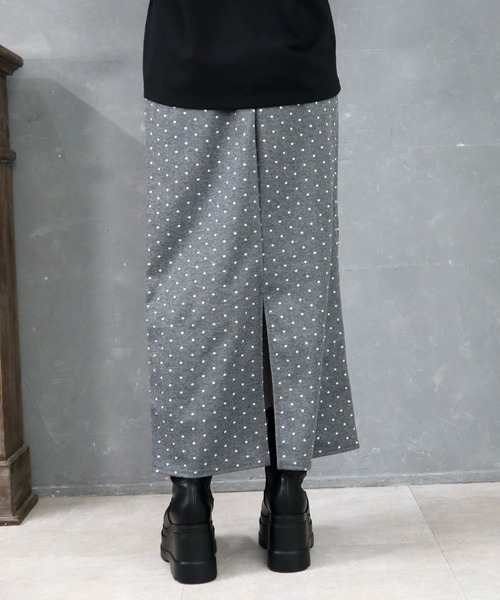 CECIL McBEE（セシルマクビー）の「ドット柄ジャガードナロースカート（スカート・レディース・ブラック/グレー・MEDIUM/LARGE）」の7枚目の写真