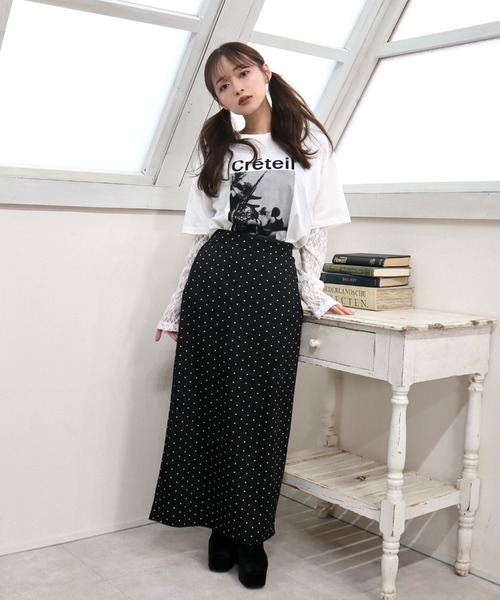 CECIL McBEE（セシルマクビー）の「ドット柄ジャガードナロースカート（スカート・レディース・ブラック/グレー・MEDIUM/LARGE）」の8枚目の写真