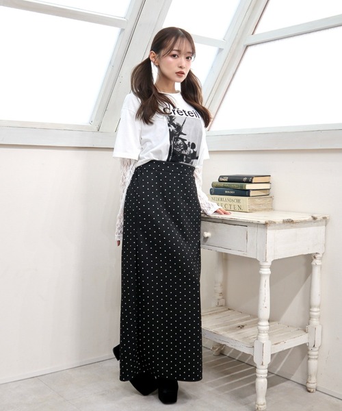 CECIL McBEE（セシルマクビー）の「ドット柄ジャガードナロースカート（スカート・レディース・ブラック/グレー・MEDIUM/LARGE）」の9枚目の写真