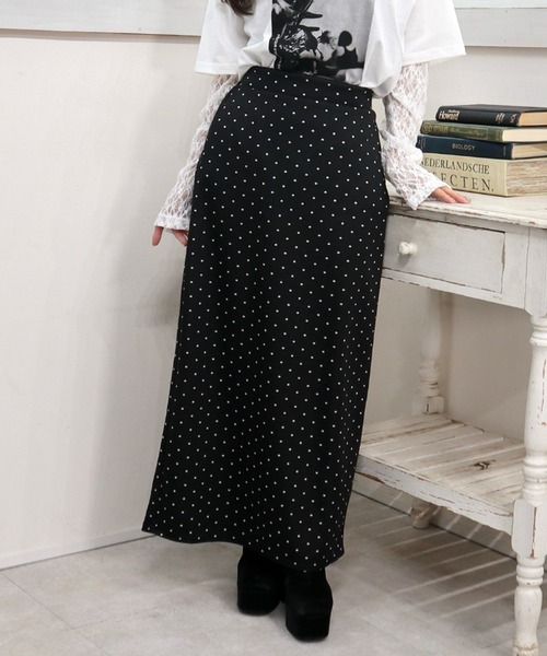 CECIL McBEE（セシルマクビー）の「ドット柄ジャガードナロースカート（スカート・レディース・ブラック/グレー・MEDIUM/LARGE）」の10枚目の写真