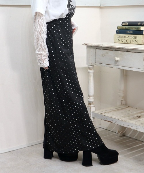 CECIL McBEE（セシルマクビー）の「ドット柄ジャガードナロースカート（スカート・レディース・ブラック/グレー・MEDIUM/LARGE）」の13枚目の写真