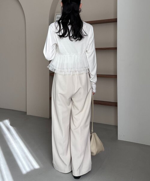 CAPRICIEUX LE'MAGE（カプリシューレマージュ）の「【kon企画】フリルドッキングロンT（Tシャツ/カットソー・レディース・グレー/ホワイト・FREE）」の13枚目の写真