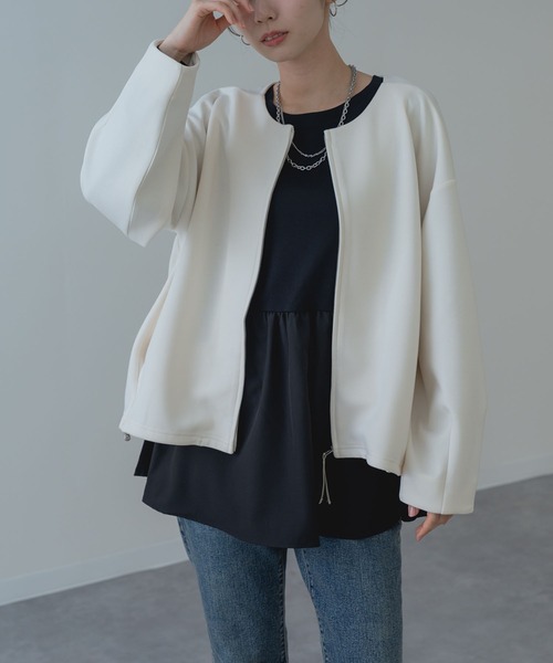 ANNA LUNA(アンナルナ)の「【ANNA LUNA】きれいめ カジュアル な ジップアップ ブルゾン(ブルゾン・レディース・グレー/ネイビー/ベージュ・MEDIUM)」の1枚目の写真
