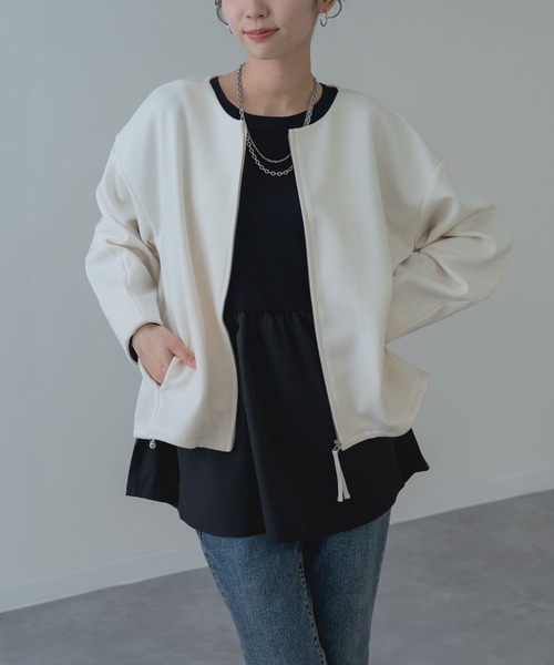 ANNA LUNA(アンナルナ)の「【ANNA LUNA】きれいめ カジュアル な ジップアップ ブルゾン(ブルゾン・レディース・グレー/ネイビー/ベージュ・MEDIUM)」の13枚目の写真