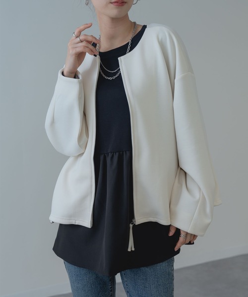 ANNA LUNA(アンナルナ)の「【ANNA LUNA】きれいめ カジュアル な ジップアップ ブルゾン(ブルゾン・レディース・グレー/ネイビー/ベージュ・MEDIUM)」の9枚目の写真