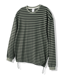 MODERMENT（モダーメント）の「ストライプオーバーサイズストリングロングスリーブ[カーキ]（Tシャツ/カットソー）」