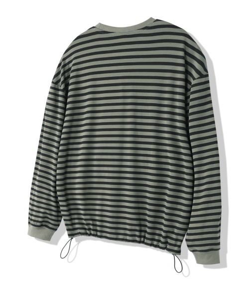 MODERMENT（モダーメント）の「ストライプオーバーサイズストリングロングスリーブ[カーキ]（Tシャツ/カットソー・レディース・その他・1/2）」の2枚目の写真