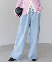 pocket（ポケット）の「【2サイズ展開】デニムイージーワイドパンツ（デニムパンツ）」