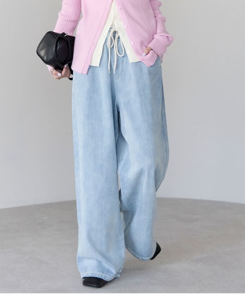 pocket（ポケット）の「【2サイズ展開】デニムイージーワイドパンツ（デニムパンツ・レディース・ブルー/ライトブルー/インディゴブルー/ホワイト・M/L）」の11枚目の写真