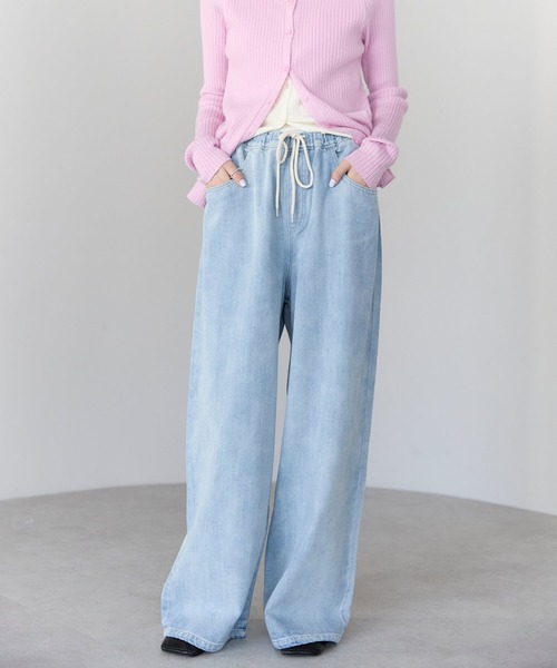 pocket（ポケット）の「【2サイズ展開】デニムイージーワイドパンツ（デニムパンツ・レディース・ブルー/ライトブルー/インディゴブルー/ホワイト・M/L）」の16枚目の写真