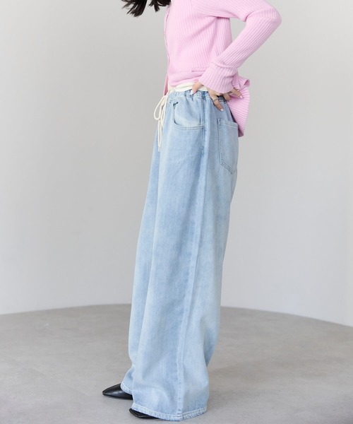 pocket（ポケット）の「【2サイズ展開】デニムイージーワイドパンツ（デニムパンツ・レディース・ブルー/ライトブルー/インディゴブルー/ホワイト・M/L）」の17枚目の写真