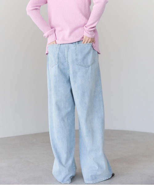pocket（ポケット）の「【2サイズ展開】デニムイージーワイドパンツ（デニムパンツ・レディース・ブルー/ライトブルー/インディゴブルー/ホワイト・M/L）」の18枚目の写真