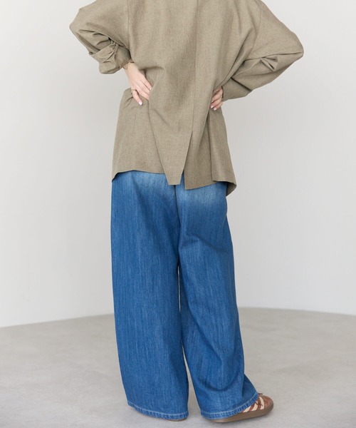pocket（ポケット）の「【2サイズ展開】デニムイージーワイドパンツ（デニムパンツ・レディース・ブルー/ライトブルー/インディゴブルー/ホワイト・M/L）」の5枚目の写真