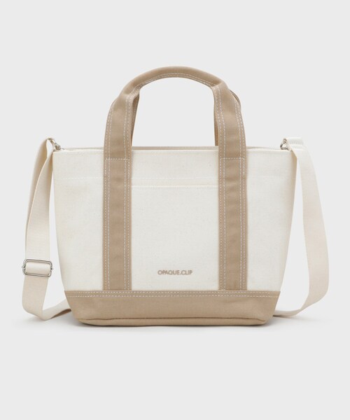 OPAQUE.CLIP（オペークドットクリップ）の「2WAYバイカラー帆布ミドルトート（トートバッグ・レディース・チャコールグレー/サックスブルー系/ベージュ・00）」の11枚目の写真