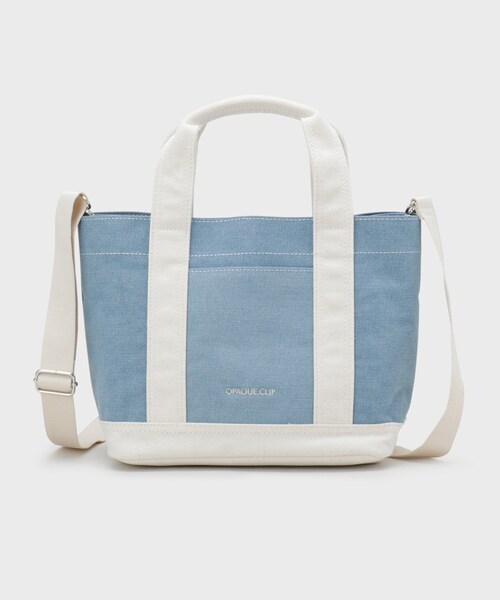 OPAQUE.CLIP（オペークドットクリップ）の「2WAYバイカラー帆布ミドルトート（トートバッグ・レディース・チャコールグレー/サックスブルー系/ベージュ・00）」の12枚目の写真