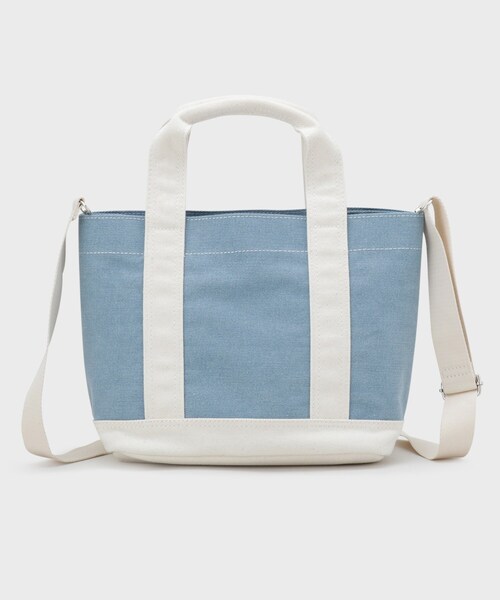 OPAQUE.CLIP（オペークドットクリップ）の「2WAYバイカラー帆布ミドルトート（トートバッグ・レディース・チャコールグレー/サックスブルー系/ベージュ・00）」の14枚目の写真