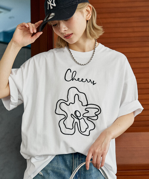PUBLUX(パブリュクス)の「PUBLUX/パブリュクス <機能性素材>LOVE POP STUDIO コード フラワー Tシャツ 限定展開(Tシャツ/カットソー・メンズ・グレー/ホワイト/ネイビー・L/M/S)」の1枚目の写真