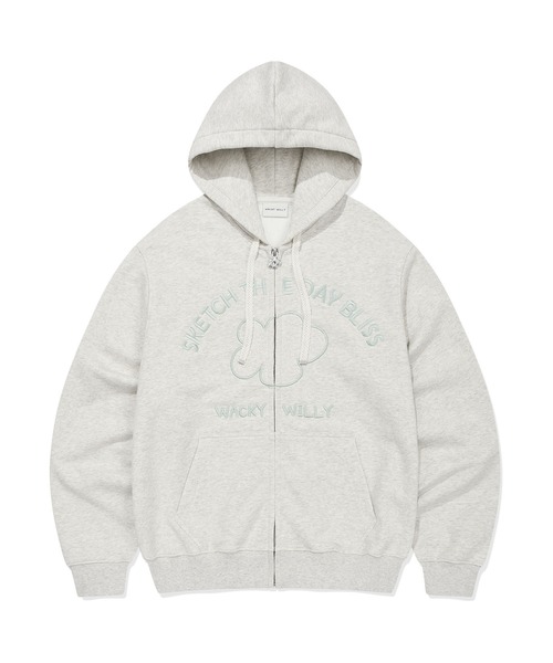 Wacky WiLLy（ワッキーウィリー）の「[GISELLEジゼル着用] WOMEN'S LILY APPLIQUE OVERFIT HOODED ZIP-UP（スウェット・レディース・ネイビー/オートミール・FREE）」の6枚目の写真