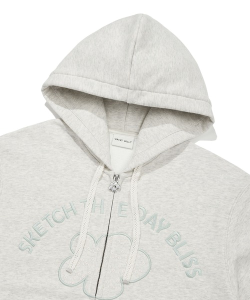 Wacky WiLLy（ワッキーウィリー）の「[GISELLEジゼル着用] WOMEN'S LILY APPLIQUE OVERFIT HOODED ZIP-UP（スウェット・レディース・ネイビー/オートミール・FREE）」の8枚目の写真