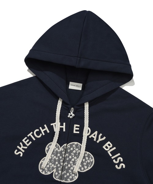 Wacky WiLLy（ワッキーウィリー）の「[GISELLEジゼル着用] WOMEN'S LILY APPLIQUE OVERFIT HOODED ZIP-UP（スウェット・レディース・ネイビー/オートミール・FREE）」の14枚目の写真