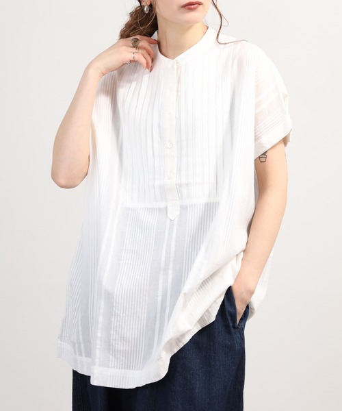 OMNES(オムネス)の「コットンドビータックフレンチスリーブブラウス(シャツ/ブラウス・レディース・ホワイト/ベージュ/ブラウン・FREE)」の6枚目の写真