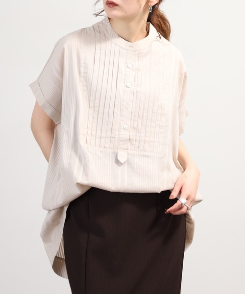 OMNES(オムネス)の「コットンドビータックフレンチスリーブブラウス(シャツ/ブラウス・レディース・ホワイト/ベージュ/ブラウン・FREE)」の19枚目の写真