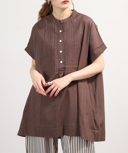 OMNES(オムネス)の「コットンドビータックフレンチスリーブブラウス(シャツ/ブラウス・レディース・ホワイト/ベージュ/ブラウン・FREE)」の13枚目の写真