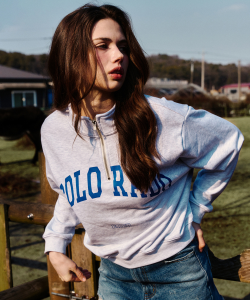 ERER(エルエル)の「Cropped Half Zip-up Colorado Sweatshirt Melange Gray(スウェット・レディース・ライトグレー・F)」の6枚目の写真