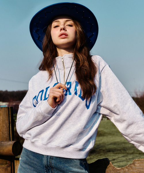ERER(エルエル)の「Cropped Half Zip-up Colorado Sweatshirt Melange Gray(スウェット・レディース・ライトグレー・F)」の7枚目の写真