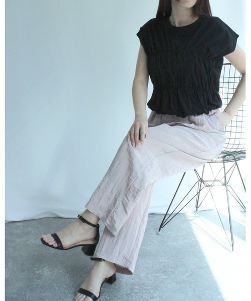 amini(アミニ)の「ダブルシャーリングカットソー(タンクトップ・レディース・ブラック/ブルー/オフホワイト・MEDIUM)」の4枚目の写真
