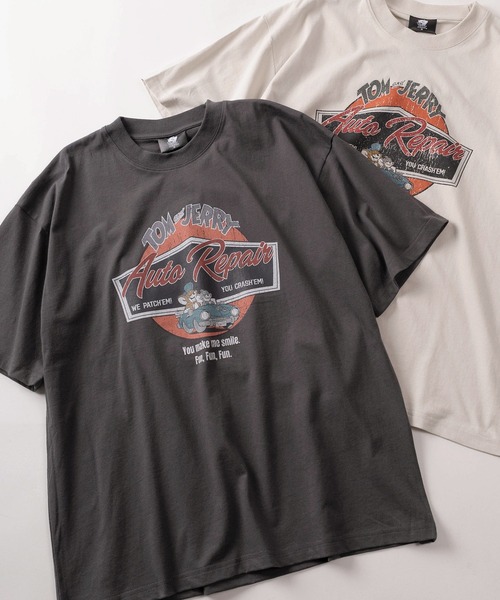 Tom＆Jerry（トムアンドジェリー）の「【71】【TOM＆JERRY/トムとジェリー】ユーズドライク クルーネックTシャツ/バックプリント/ユニセックス/レディース/メンズ（Tシャツ/カットソー・レディース・グレー系/アイボリー系2/アイボリー系1/グレー系1/グレー系2/ピンク/ブルーグレー/アイボリー系・M/XL/L）」の3枚目の写真