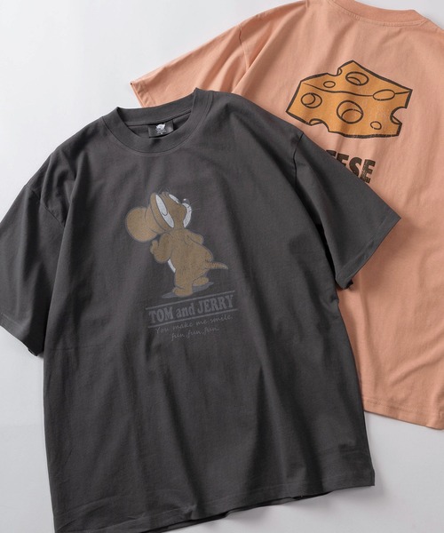 Tom＆Jerry（トムアンドジェリー）の「【71】【TOM＆JERRY/トムとジェリー】ユーズドライク クルーネックTシャツ/バックプリント/ユニセックス/レディース/メンズ（Tシャツ/カットソー・レディース・グレー系/アイボリー系2/アイボリー系1/グレー系1/グレー系2/ピンク/ブルーグレー/アイボリー系・M/XL/L）」の5枚目の写真
